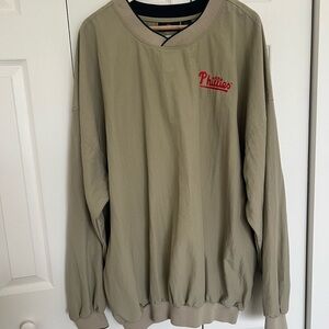 Antigua Phillies Beige Pullover Sweater long sleeves v neck size xxl w/pockets